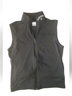 Callaway Black Golf Vest with Logo Collar With Pockets Size Small Sleeveless